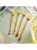 Homla 4er-Set: Edelstahl-Dessertgabeln "Blane Summer" in Gold