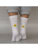 Eulenschnitt Socken "Smiley" in Weiß