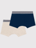 PETIT BATEAU 2er-Set Boxershorts in Blau/ Beige