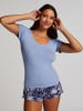 Hunkemöller Koszulka piżamowa "Henley" w kolorze błękitnym