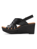 Clarks Skórzane sandały "Elleri Grace" w kolorze czarnym na koturnie