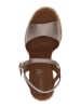 Caprice Skórzane sandały w kolorze szarobrązowym na koturnie