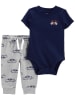 carter's 2tlg. Outfit in Dunkelblau/ Grau