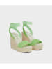 Calvin Klein Leder-Keilsandaletten in Grün