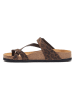 Comfortfusse Leren teenslippers lichtbruin