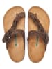 Comfortfusse Leren teenslippers lichtbruin