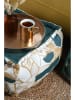 STOF France Poef "Sawan" petrol/wit/mosterdgeel - (B)40 x (H)30 x (D)40 cm