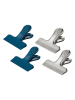 Fackelmann Roestvrijstalen clips "Balance" blauw/zilverkleurig - 4 stuks