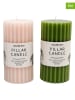 SiL Interiors 2-delige set: stompkaarsen lichtroze/groen - (H)14 cm