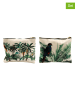 SiL Interiors Kosmetyczki (2 szt.) "Palm" w kolorze zielono-kremowym - 20 x 15 cm