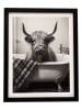 SiL Interiors Ingelijste kunstdruk "Cow bath" zwart/wit - (L)25 x (B)20 cm