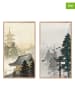 SiL Interiors 2-delige set: ingelijste kunstdrukken "Asian" geel/grijs - (L)45 x (B)25 cm