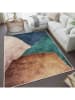 CARPET DIEM Laagpolig tapijt lichtbruin/blauw/groen