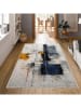 CARPET DIEM Kurzflor-Teppich in Grau/ Dunkelblau/ Orange