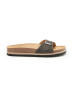 Mandel Leren slippers grijs