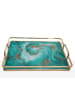 Romimex Dienblad groen/goudkleurig - (B)38 x (H)26 x (D)6 cm