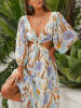Milan Kiss Kleid in Beige/ Hellblau