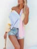 Milan Kiss Blouse lichtblauw/geel/lichtroze