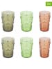 Villa d´Este 6-delige set: glazen "Fashion" oranje/groen - 400 ml