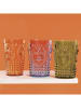 Villa d´Este 6-delige set: glazen "Fashion" oranje/groen - 400 ml