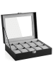 Songmics Uhrkästchen in Schwarz - (B)25,5 x (H)7,8 x (T)20,2 cm