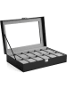 Songmics Uhrkästchen in Schwarz - (B)30 x (H)8,5 x (T)21 cm