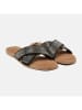 Lazamani Leren slippers zwart