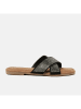 Lazamani Leren slippers zwart