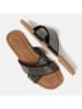 Lazamani Leren slippers zwart