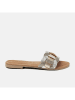 Lazamani Leren slippers zilverkleurig