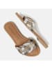 Lazamani Leren slippers zilverkleurig