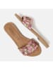 Lazamani Leren slippers lichtroze