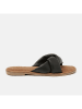 Lazamani Leren slippers zwart
