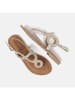Lazamani Leder-Zehensandalen in Silber