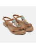 Lazamani Leren sandalen bruin