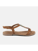 Lazamani Leren sandalen bruin
