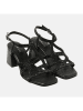 Lazamani Leren haksandalen zwart