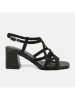 Lazamani Leren haksandalen zwart
