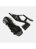 Lazamani Leren haksandalen zwart