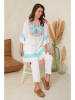 Curvy Lady Tuniek wit/blauw