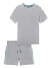 Schiesser Pyjama in Hellgrau/ Hellblau