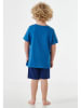Schiesser Pyjama in Blau/ Dunkelblau