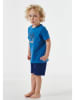 Schiesser Pyjama in Blau/ Dunkelblau