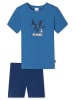 Schiesser Pyjama in Blau/ Dunkelblau