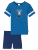 Schiesser Pyjama in Blau/ Dunkelblau