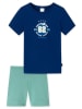 Schiesser Pyjama blauw/mintgroen