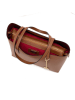 Mia Tomazzi Leder-Schultertasche "Gracchi" in Hellbraun - (B)35 x (H)30 x (T)15 cm