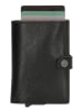 micmacbags Leder-Geldbörse in Schwarz - (B)8 x (H)10 x (T)1 cm