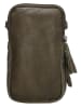 HIDE & STITCHES Leder-Handytasche in Khaki - (B)10 x (H)17 x (T)4 cm