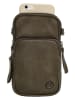 HIDE & STITCHES Leder-Handytasche in Khaki - (B)10 x (H)17 x (T)4 cm